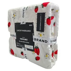 Lucky Brand Queen Size Spring Floral Garden Cozy‎ Plush Blanket 90x90in Multi